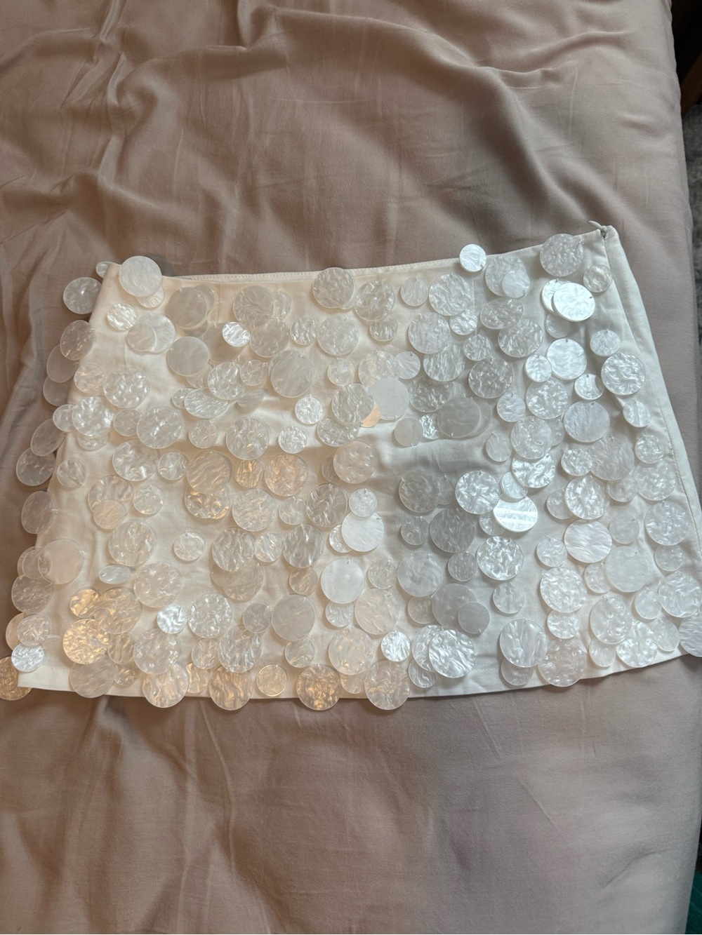 Peppermayo White Sequin Circle Mini Skirt